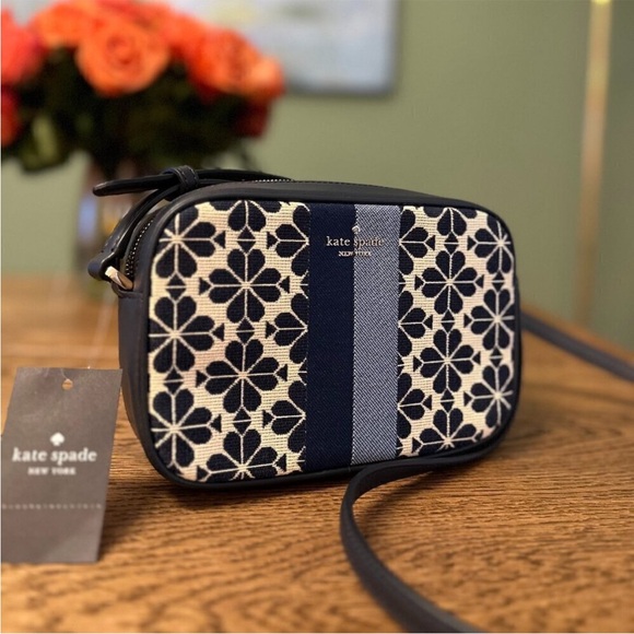 kate spade Handbags - NWT! New! Kate Spade Spade Flower Jacquard Everything Mini Camera Bag Blue Multi